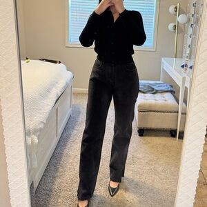 Black Split Hem Jeans